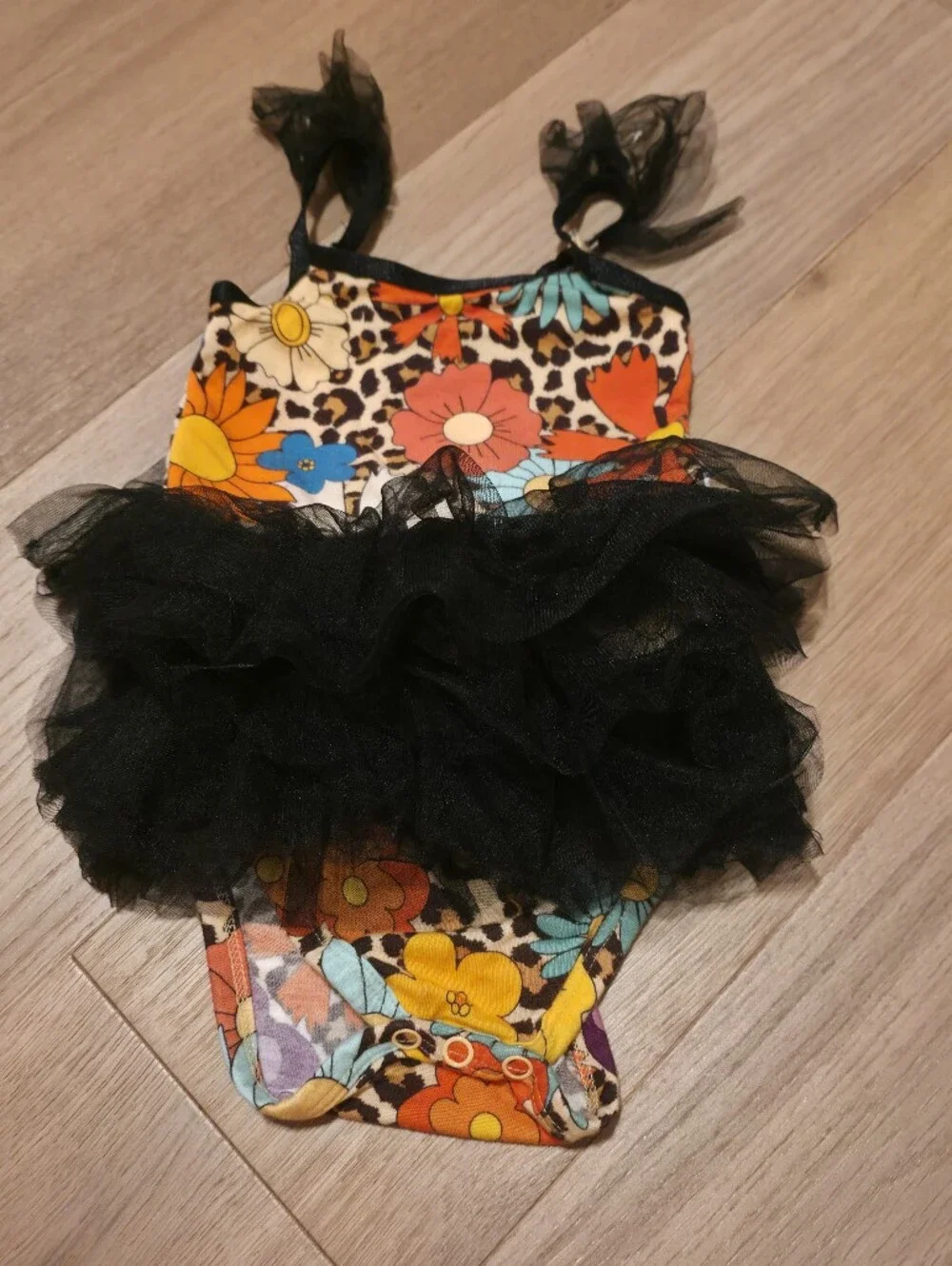 Posh Peanut Orange Multi Colored Tulle Body Suit